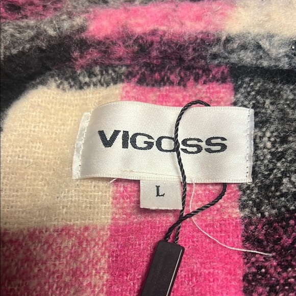 Vigoss Pink and Black Plaid Pea Coat - Picture 2 of 2